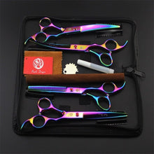 Load image into Gallery viewer, Purple dragon 7.0 inch Professional pet scissors for dog grooming High Quality Straight & Thinning & Curved Scissors 4pcs/set