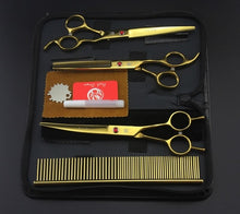 Load image into Gallery viewer, Purple dragon 7.0 inch Professional pet scissors for dog grooming High Quality Straight & Thinning & Curved Scissors 4pcs/set