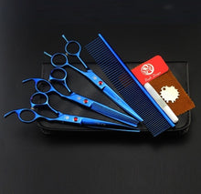 Load image into Gallery viewer, Purple dragon 7.0 inch Professional pet scissors for dog grooming High Quality Straight & Thinning & Curved Scissors 4pcs/set