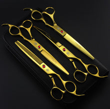 Load image into Gallery viewer, Purple dragon 7.0 inch Professional pet scissors for dog grooming High Quality Straight & Thinning & Curved Scissors 4pcs/set