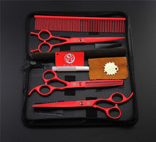 Load image into Gallery viewer, Purple dragon 7.0 inch Professional pet scissors for dog grooming High Quality Straight & Thinning & Curved Scissors 4pcs/set