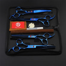 Load image into Gallery viewer, Purple dragon 7.0 inch Professional pet scissors for dog grooming High Quality Straight & Thinning & Curved Scissors 4pcs/set