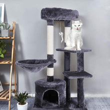 Load image into Gallery viewer, Cat Scratching Board Post Tree Climbing Frame with Cradle Cats Tower Pet Toy Reinforced Columns Height 106cm C03
