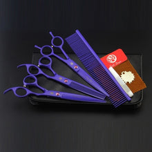 Load image into Gallery viewer, Purple dragon 7.0 inch Professional pet scissors for dog grooming High Quality Straight &amp; Thinning &amp; Curved Scissors 4pcs/set
