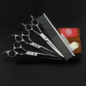 Purple dragon 7.0 inch Professional pet scissors for dog grooming High Quality Straight & Thinning & Curved Scissors 4pcs/set