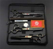 Load image into Gallery viewer, Purple dragon 7.0 inch Professional pet scissors for dog grooming High Quality Straight &amp; Thinning &amp; Curved Scissors 4pcs/set
