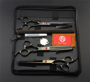 Purple dragon 7.0 inch Professional pet scissors for dog grooming High Quality Straight & Thinning & Curved Scissors 4pcs/set
