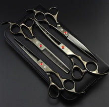 Load image into Gallery viewer, Purple dragon 7.0 inch Professional pet scissors for dog grooming High Quality Straight &amp; Thinning &amp; Curved Scissors 4pcs/set
