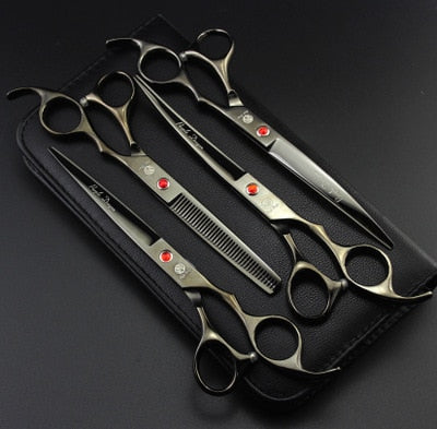 Purple dragon 7.0 inch Professional pet scissors for dog grooming High Quality Straight & Thinning & Curved Scissors 4pcs/set