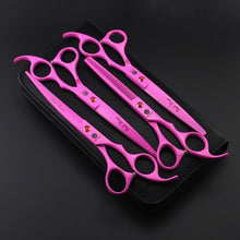Load image into Gallery viewer, Purple dragon 7.0 inch Professional pet scissors for dog grooming High Quality Straight &amp; Thinning &amp; Curved Scissors 4pcs/set
