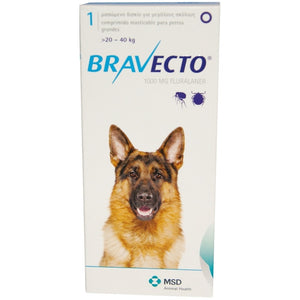 Bravecto DOG 1 compressed MSD 20 to 40 KG 1000 MGR