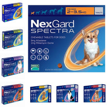 Load image into Gallery viewer, NexGard Spectra Oral Trentment For Dog Fleas &amp; Ticks &amp; Intestinal &amp; Worms &amp; Heartworms By MERIAL
