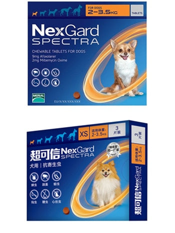 NexGard Spectra Oral Trentment For Dog Fleas & Ticks & Intestinal & Worms & Heartworms By MERIAL