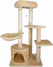 Load image into Gallery viewer, Cat Scratching Board Post Tree Climbing Frame with Cradle Cats Tower Pet Toy Reinforced Columns Height 106cm C03
