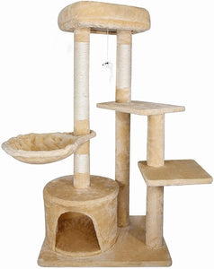 Cat Scratching Board Post Tree Climbing Frame with Cradle Cats Tower Pet Toy Reinforced Columns Height 106cm C03